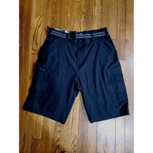 NWT NEW Iron Co Stretch Performance Hybrid Cargo Shorts  Black SZ 32 x 11 Belted